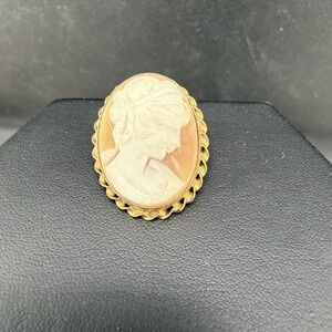 Vintage Shell Cameo Brooch With Pendant Bale
